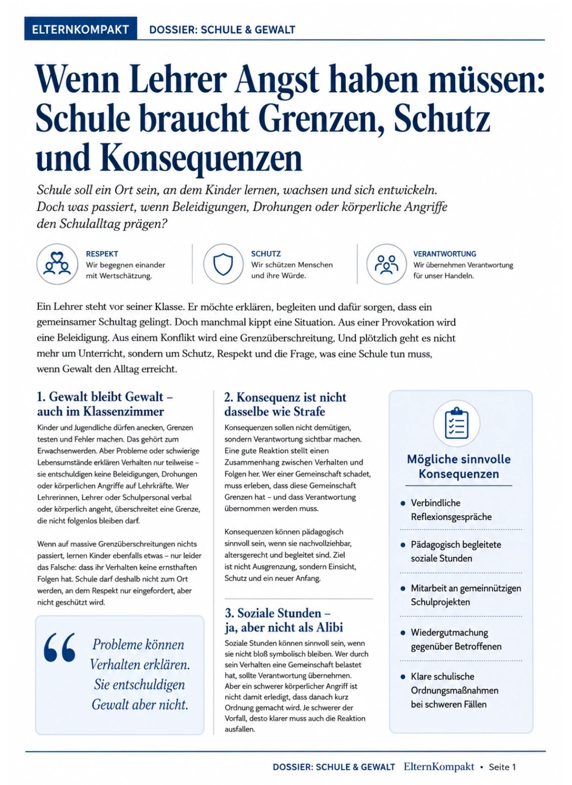 Wenn Lehrer Angst haben müssen
