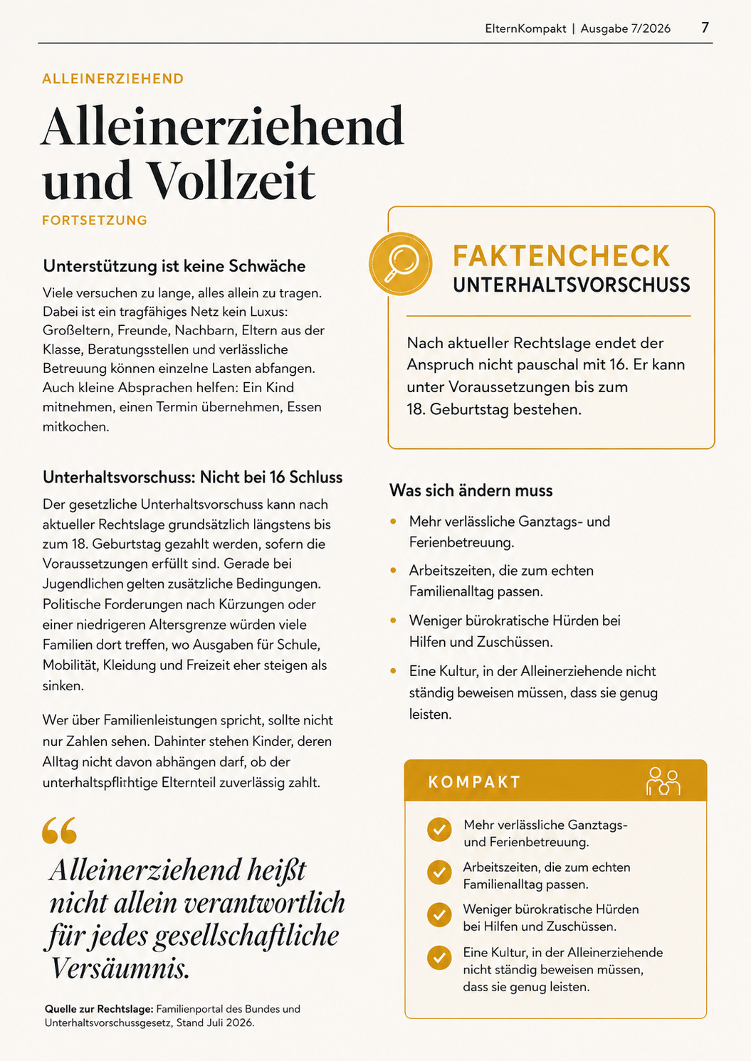 Alleinerziehend und Vollzeit