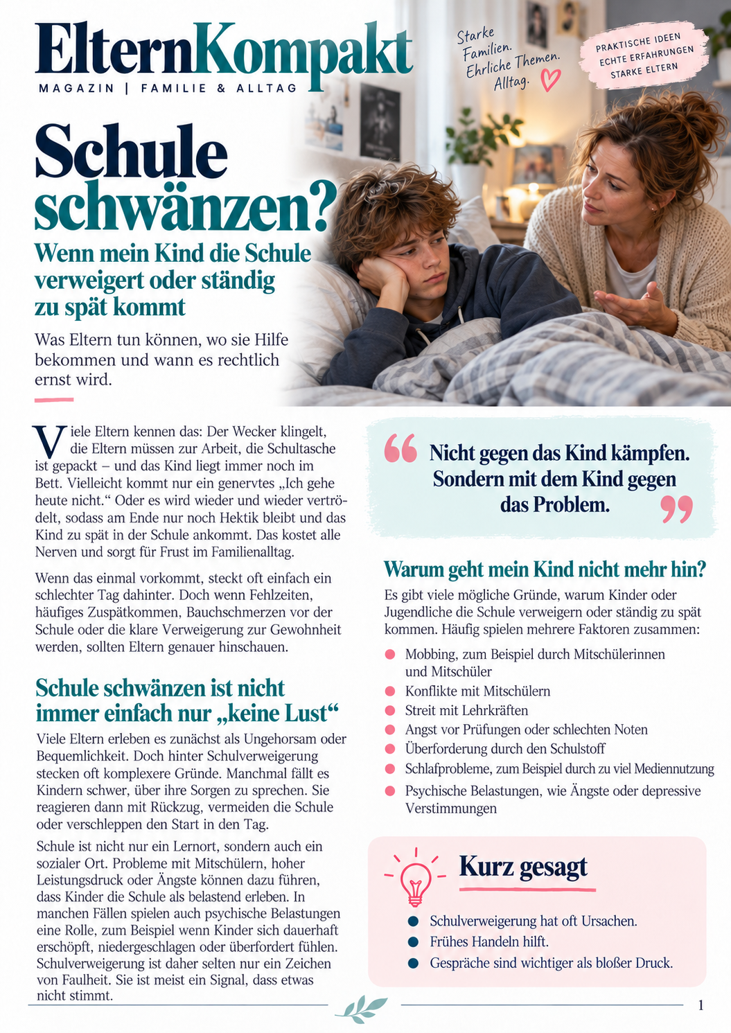 Vorschau des ElternKompakt Printmagazins Schule schwänzen